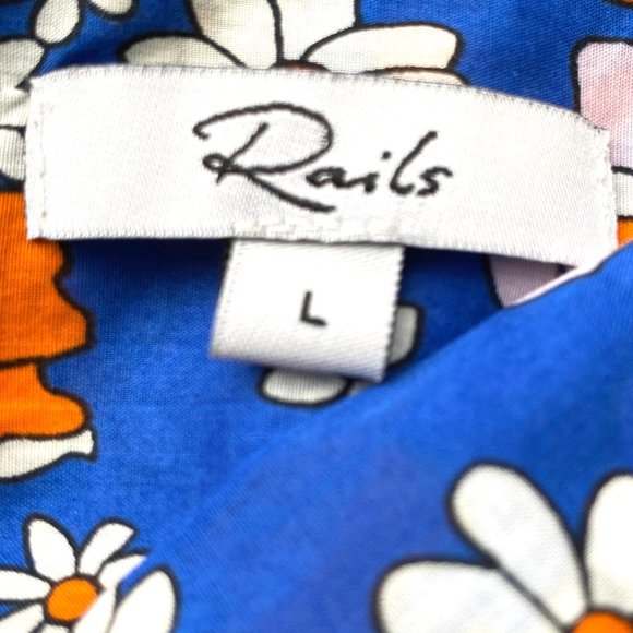 Floral Blouse Retro Blouse Flower Print Top RAILS Colorful Top Groovy Blouse SML - Picture 12 of 12